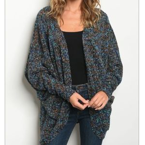 VAVA by Joy Han Blue and Taupe Mix Cardigan